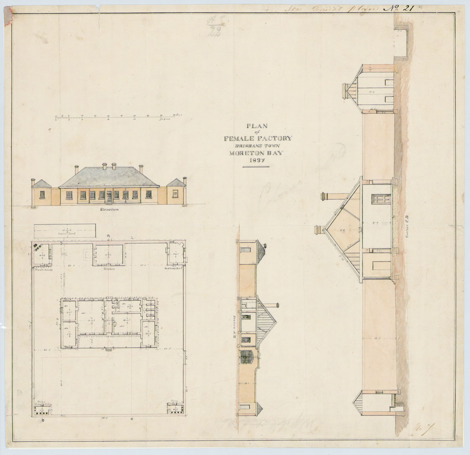 Plan of the Female Factory, Brisbane Town, Moreton Bay, 1837. Source: Queensland State Archives, Item ID ITM659628.