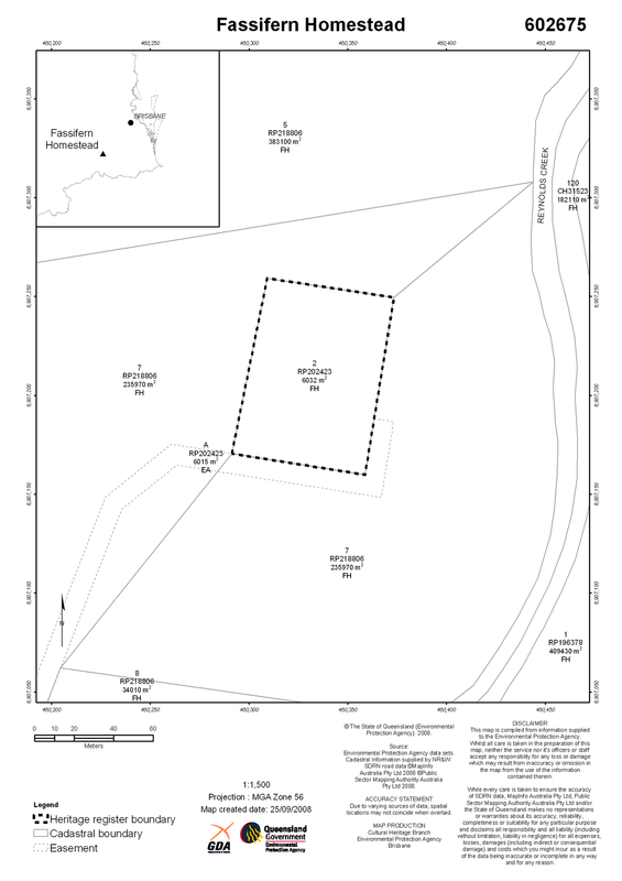 Fassifern Homestead boundary map, 2008. Source: Fassifern Homestead, Place Ref. No. 602675, Queensland Heritage Register.