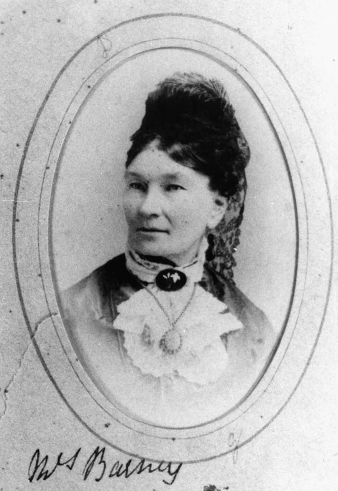 Studio photograph of Elise Barney, Postmistress of Brisbane from 1855 to 1863. Taken in Canada in 1878. Source: John Oxley Library, State Library of Queensland, Negative No. 125818.