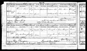 Marriage of Thomas Amies & Phoebe Lowell, 25 Dec 1846. Image Dot Wickham
