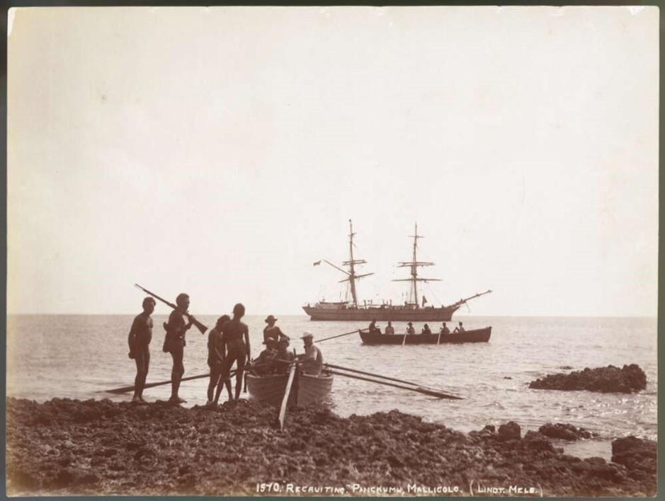 Image source: J.W. Lindt, ‘Recruiting, Pangkumu, Mallicolo,’ 1890, https://nla.gov.au/nla.obj-136208676.
